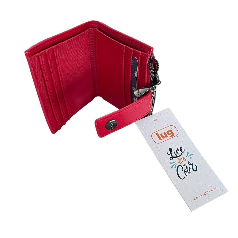 Lug Hurdle Satin Luxe Vegan Leather Wallet Poppy Red - Picture 2 of 10